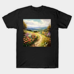 Flowering picture of a path in a field T-Shirt